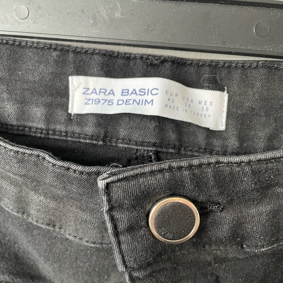 Zara Basics Moto Style Black Denim Skinny Jeans Size 8 - Picture 6 of 10
